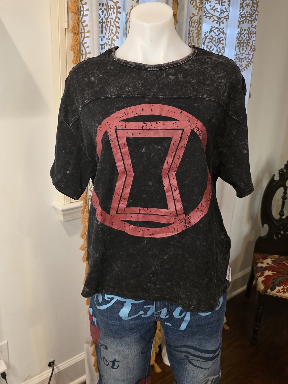 Her Universe Black Widow Tee with Pink Nail Accent